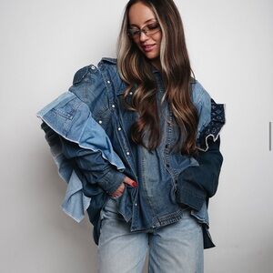 Denim shirt from vintage denim and Louis Vuitton clothes. One size